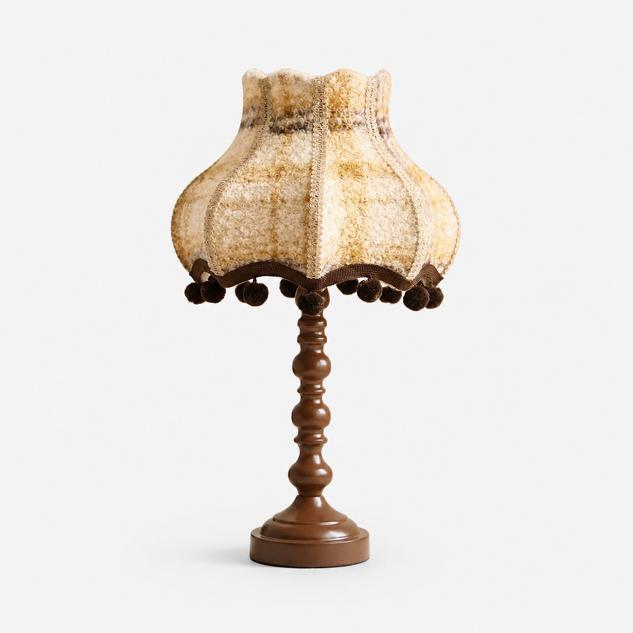 Vintage warm blue plaid fabric table lamp with vase-style base