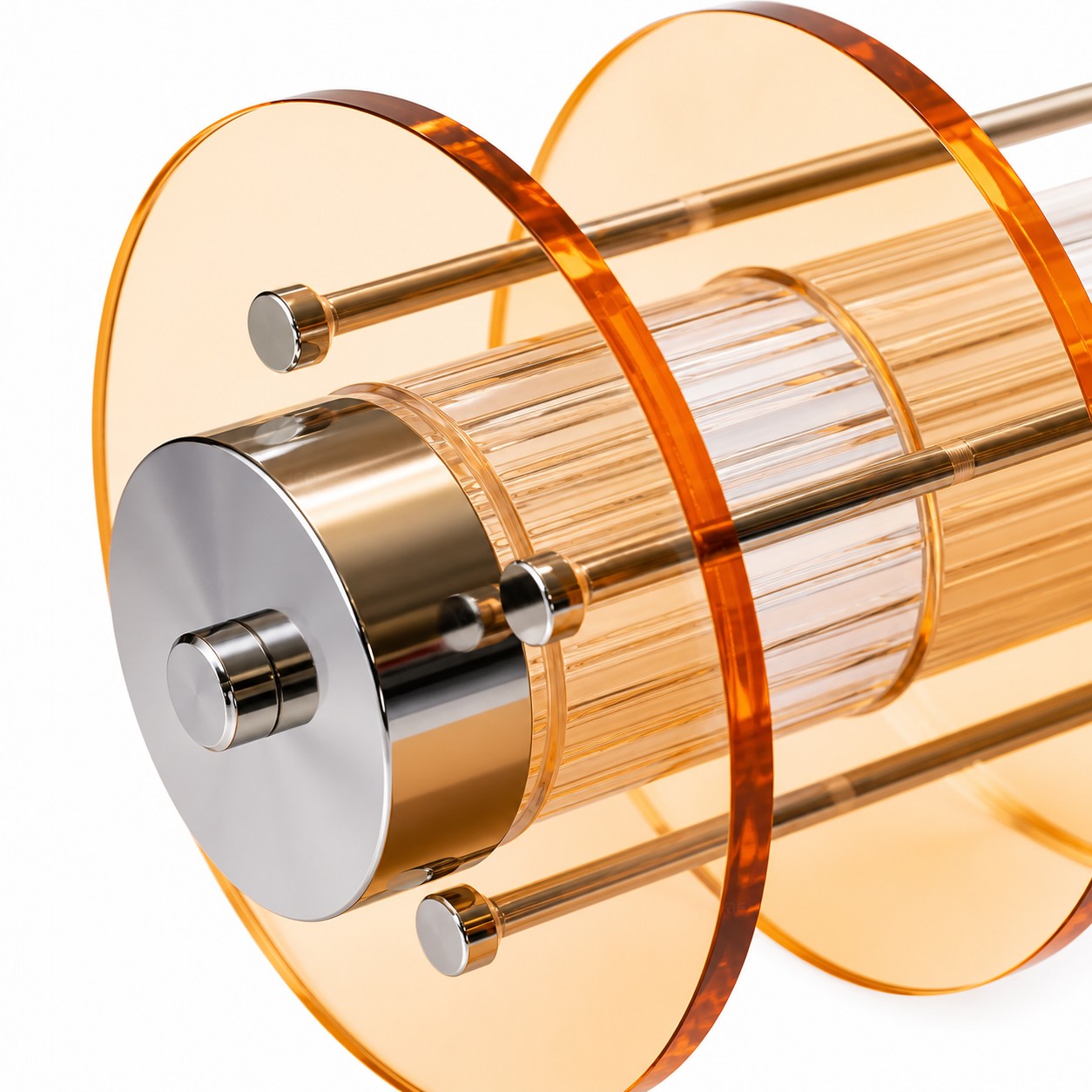 Amber acrylic layered ceiling lamp side hardware detail