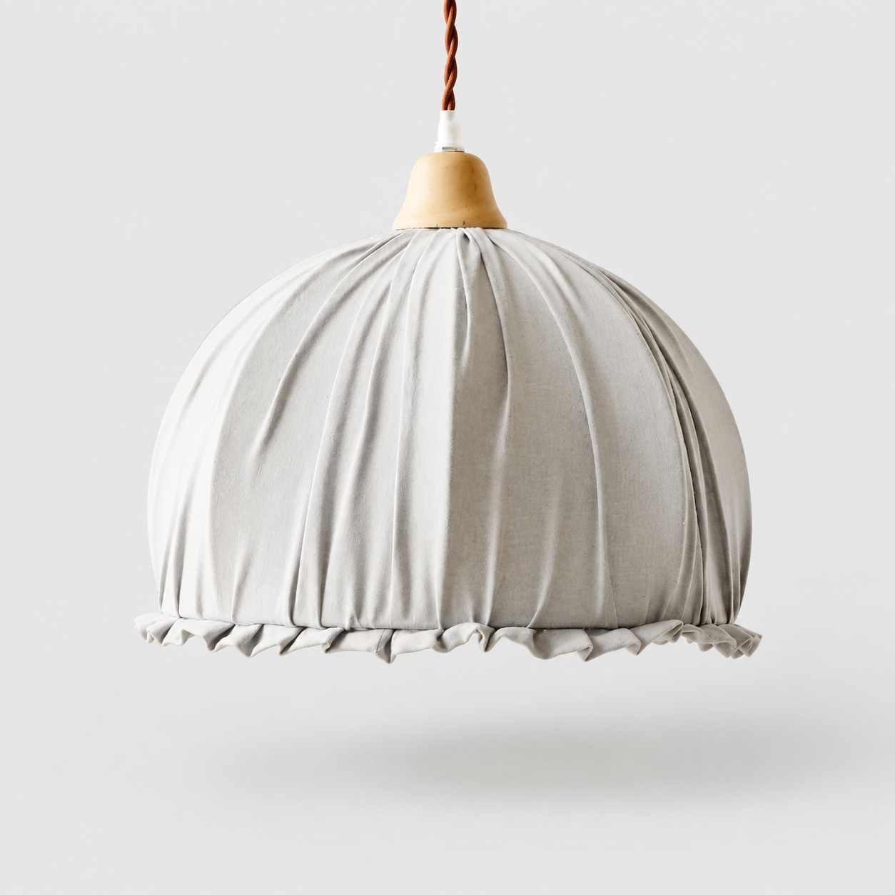 Gray blue ruched fabric pendant light shade