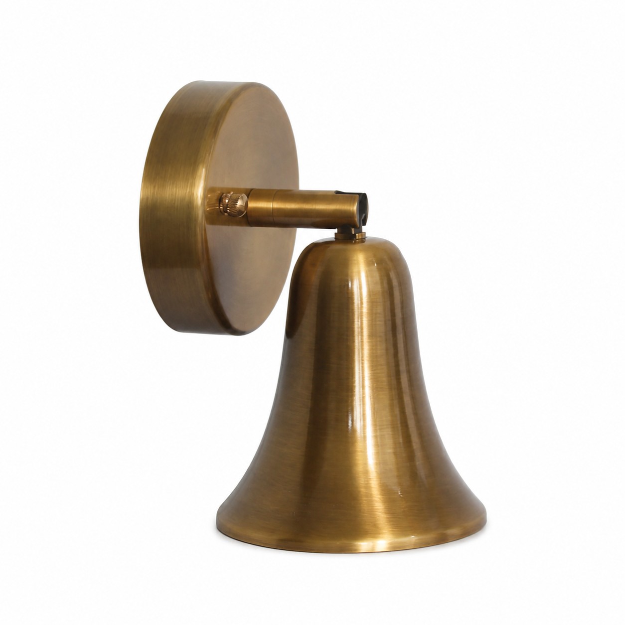 Bell shade wall sconce in aged brass finish