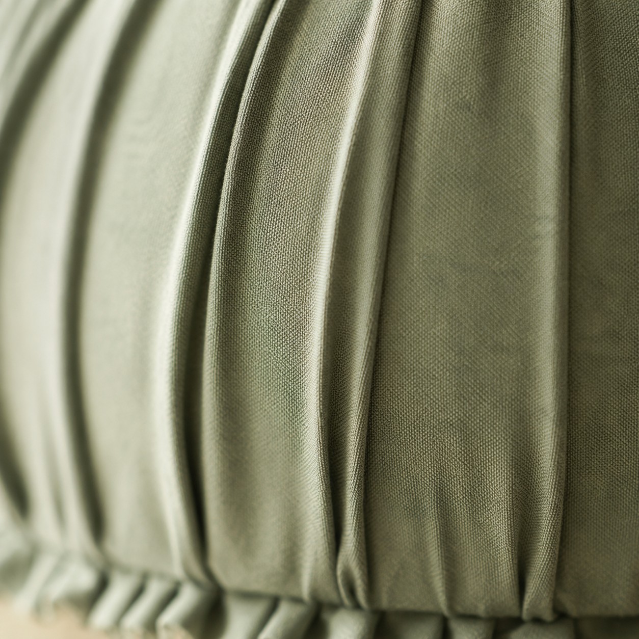 Close view of gathered ruched fabric texture