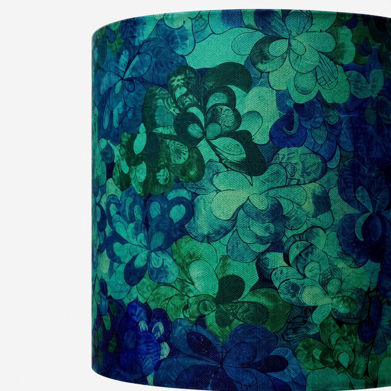 Teal botanical fabric shade texture detail