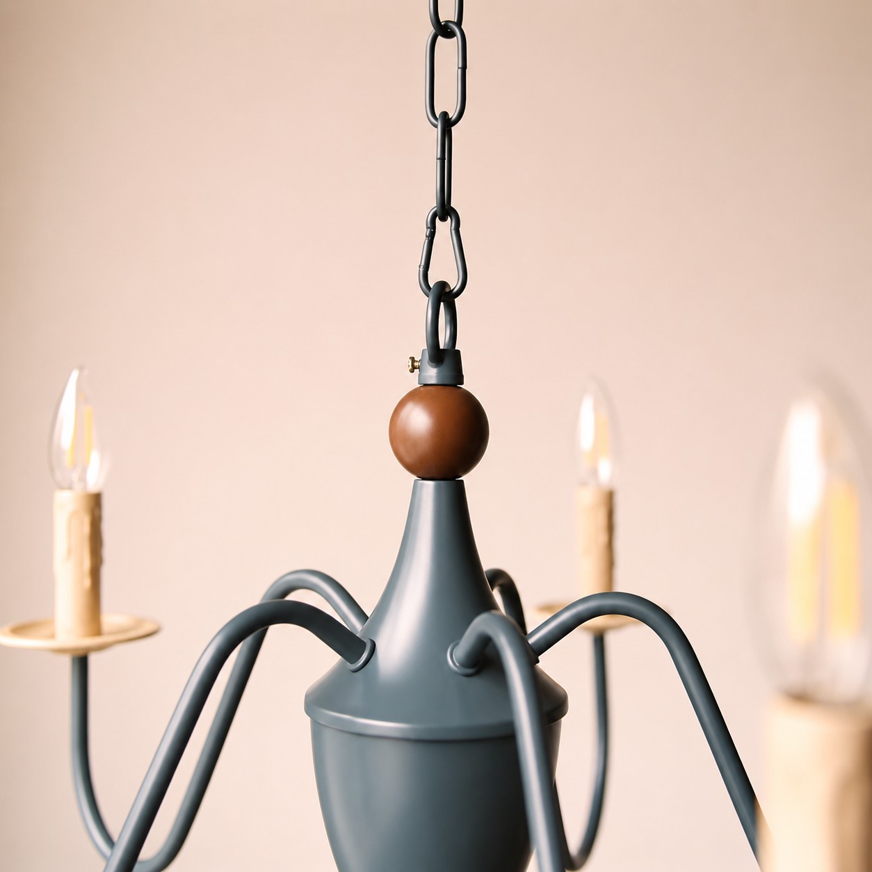 French candle chandelier chain and top connection detail