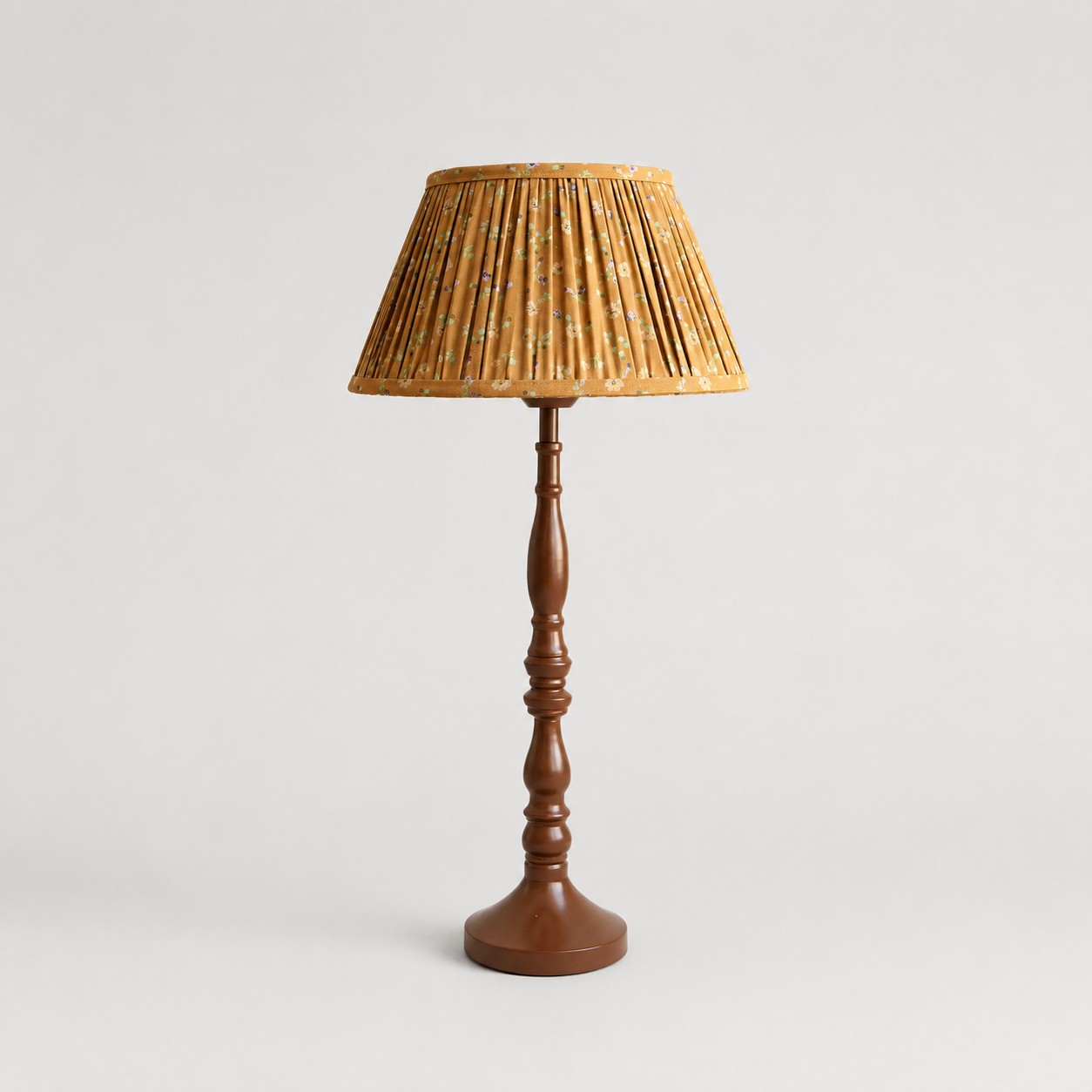 Gray orange floral pleated shade table lamp