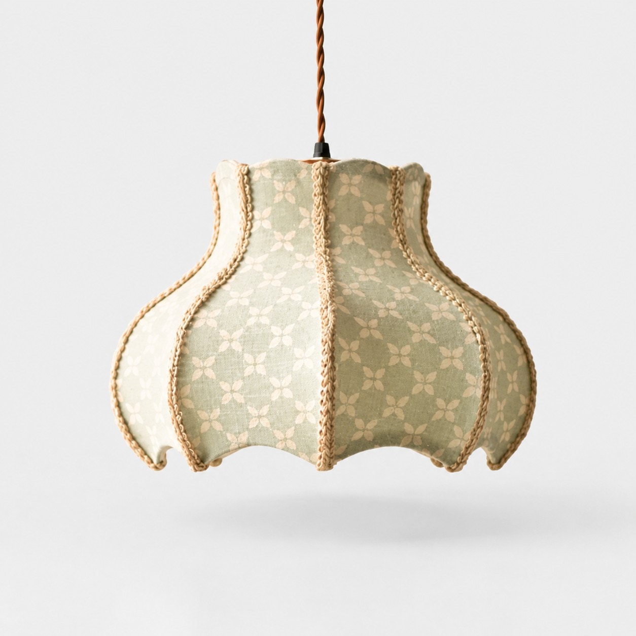Sage floral sculptural fabric pendant light