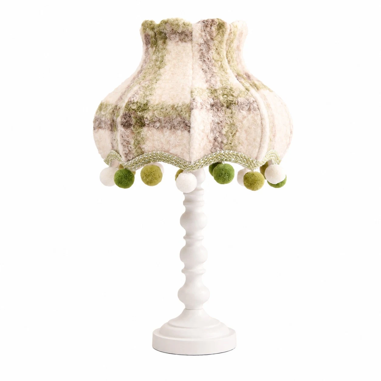 Vintage Check Wool Pom Table Lamp