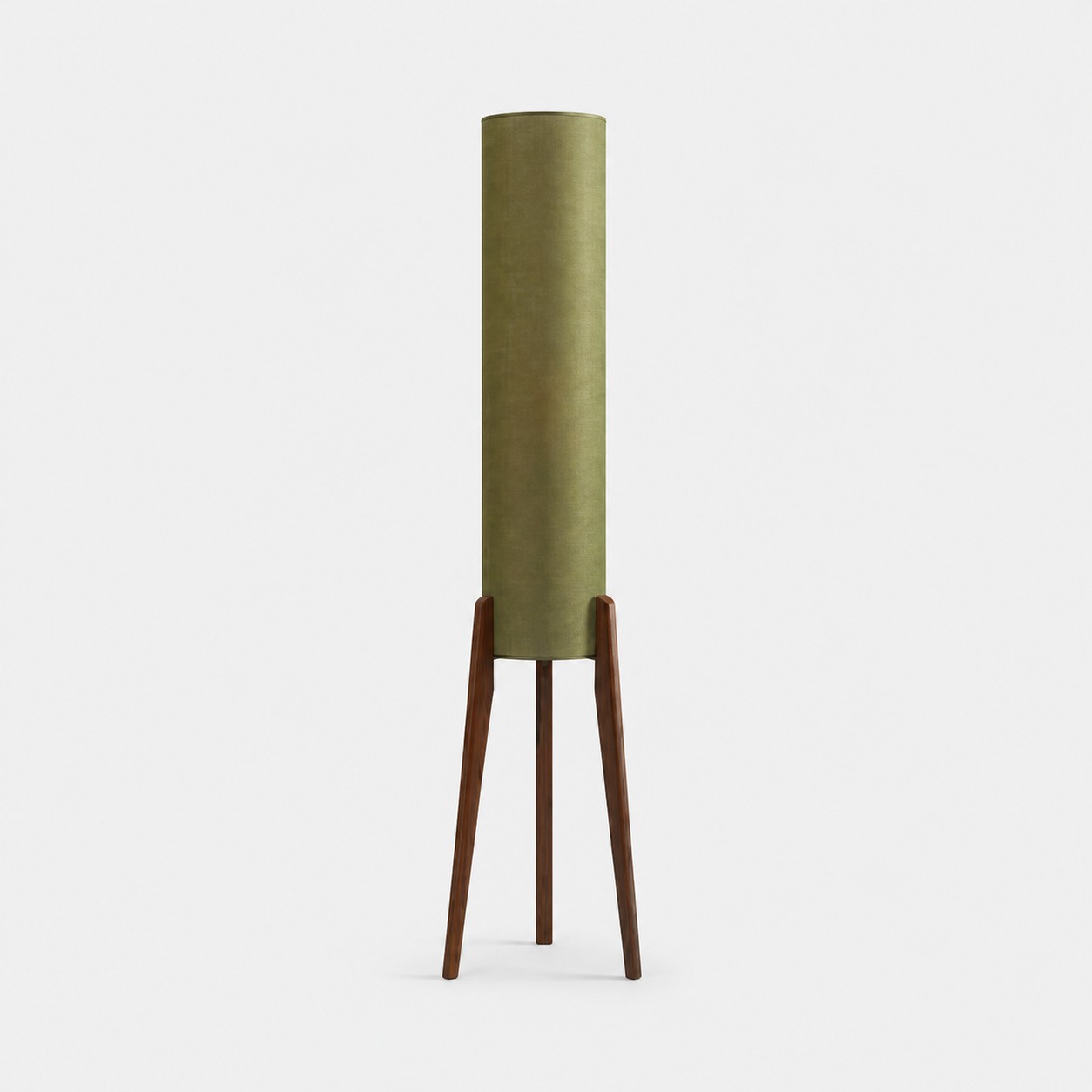Khaki Green vintage fabric cylinder floor lamp