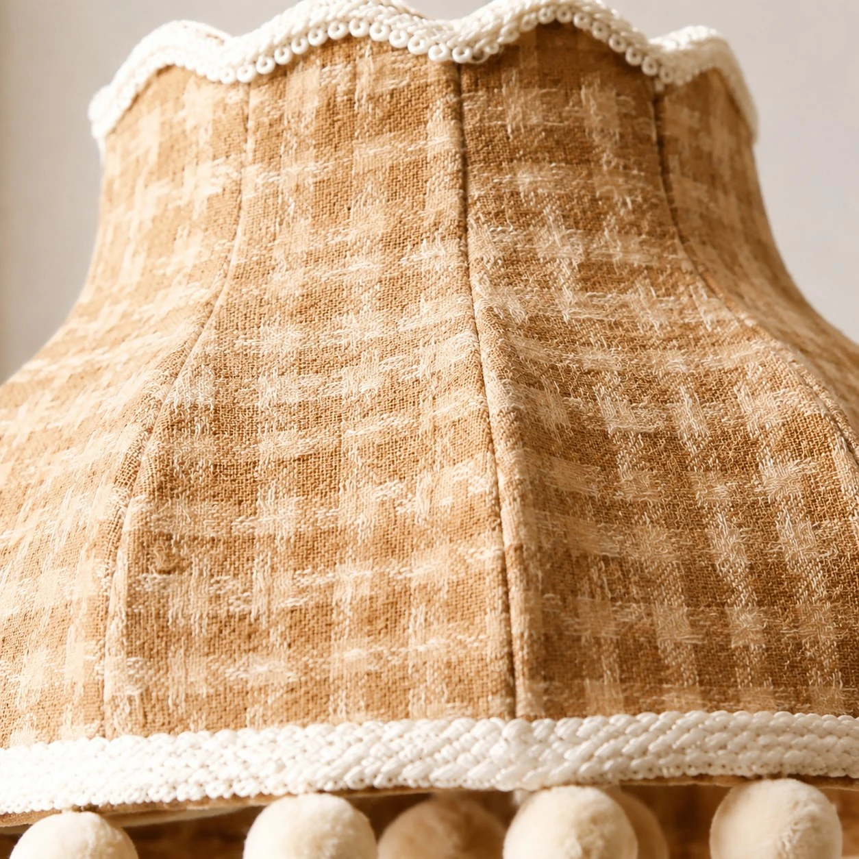 French Cream Pom Pom Fabric Pendant Light