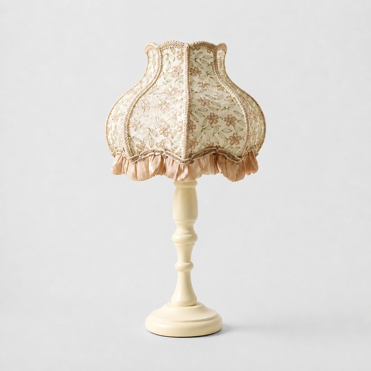 Blush Ruffle embroidered floral table lamp